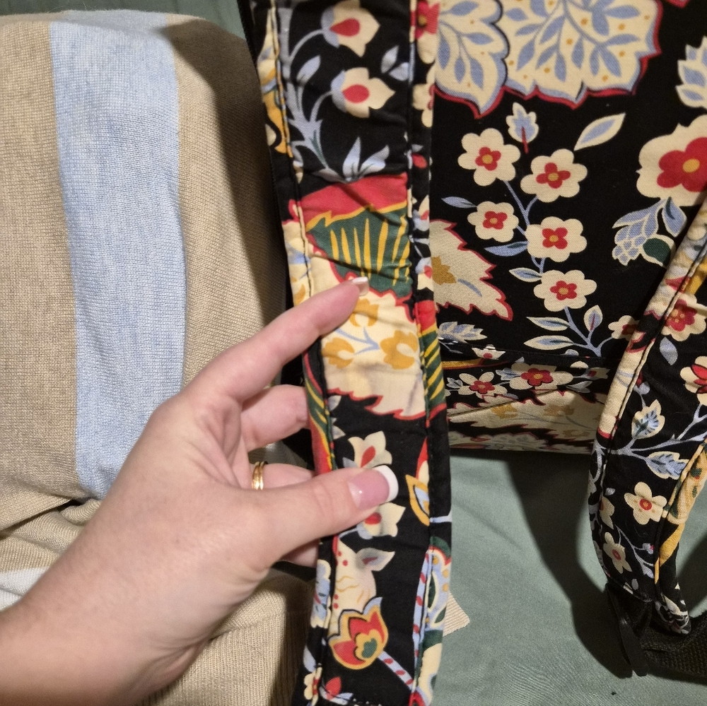 Vera Bradley Floral Backpack - Black, Red, Blue - Picture 2 of 12